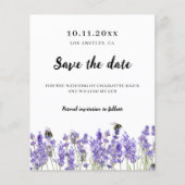 Lavendel paarse bloemen bruiloft save the date flyer (Voorkant)