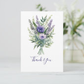 Lavendel Paarse Bloemen Groen Dank u kaart (Staand voorkant)