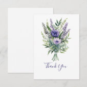 Lavendel Paarse Bloemen Groen Dank u kaart (Voorkant / Achterkant)
