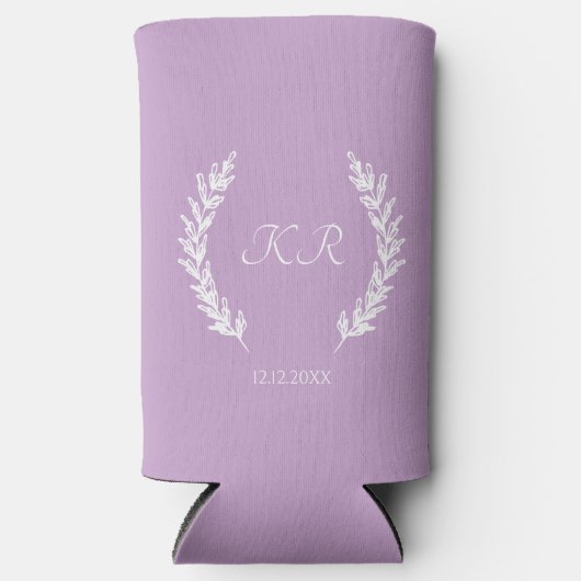 Lavendel Paarse Bloemen Minimale Monogram Bruiloft (Voorkant)