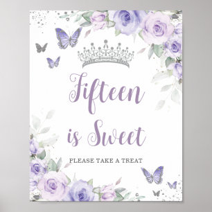 Lavendel Paarse Bloemen Quinceañera Treat Favor Poster