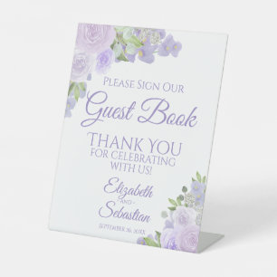 Lavendel Paarse bloemen tekenen voor ons gastenboe Reclamebord Met Voetstuk