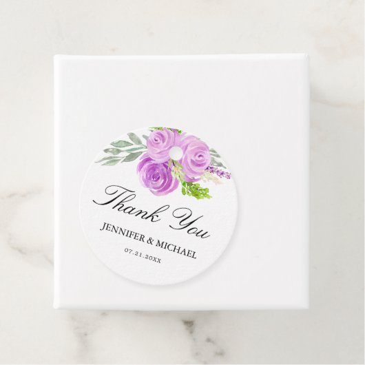 Lavendel Paarse bloemenbruiloft dank u Labels (In situ)