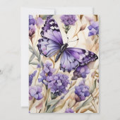 Lavendel Paarse bloemenelegante bruiloft Kaart (Achterkant)