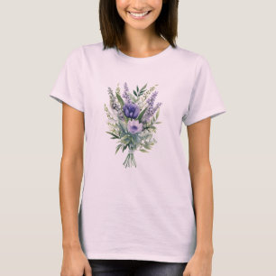 Lavendel Paarse bloemengroen bloemenboeket T-shirt