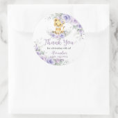Lavendel Paarse bloemenleeuwenwelp Baby shower Ronde Sticker (Tas)