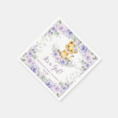 Lavendel Paarse bloemenleeuwenwelp Baby shower Servet (Hoek)