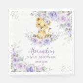 Lavendel Paarse bloemenleeuwenwelp Baby shower Servet (Voorkant)