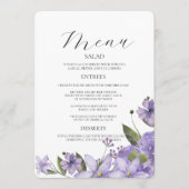 Lavendel paarse bloemetjes 50e trouwdag menu (Voorkant)