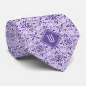 Lavendel Paarse bloemgeïnspireerd monogram Stropdas (Opgerold)