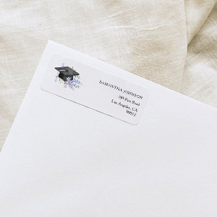 Lavendel Paarse Bloemige Afstudeeradres Etiket