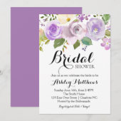 Lavendel Paarse Bloemige Bruidsmeisjes Uitnodiging (Voorkant / Achterkant)