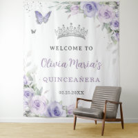 Lavendel Paarse Bloemige Quinceañera Bruids Welkom