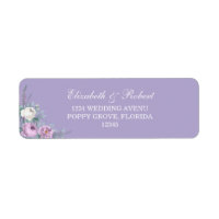 Lavendel Paarse Bloemige Retouradreslabel