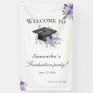 Lavendel paarse bloemrijke diploma ontvangst banne spandoek