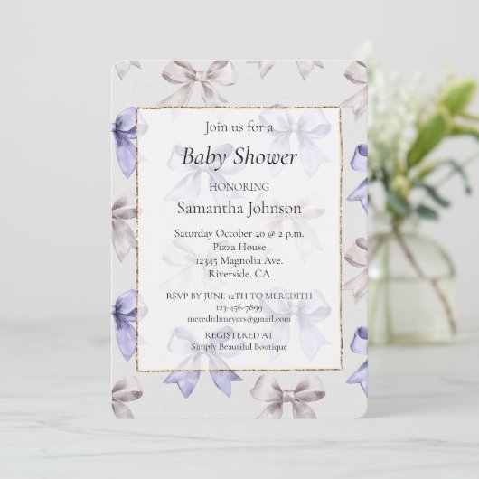 Lavendel Paarse Bogen Baby shower Kaart (Staand voorkant)