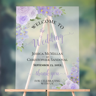 Lavendel Paarse Boho Chic Rozen bruiloft Welkom Acryl Bord