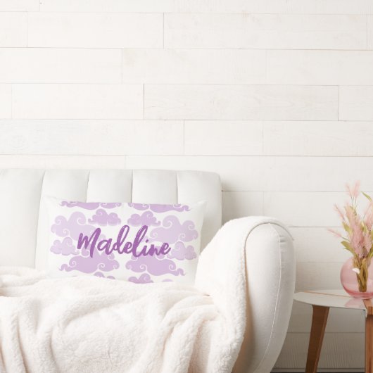 Lavendel Paarse Chinoiserie Wolk Naam Kussen (Bank)