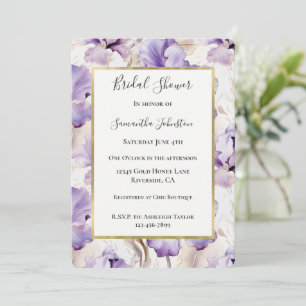Lavendel Paarse Crème Iris Bloemen Bruiloft Feest Kaart