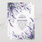 Lavendel Paarse Elegante Bloemen Waterverf Kaart (Voorkant / Achterkant)