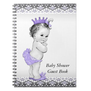 Lavendel Paarse en grijs Baby shower gastenboek Notitieboek