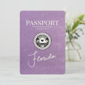 Lavendel Paarse Florida Passport Bewaar de datum Save The Date (Staand voorkant)