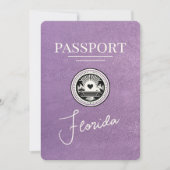Lavendel Paarse Florida Passport Bewaar de datum Save The Date (Voorkant)