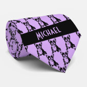 Lavendel Paarse Franse Bulldog Stropdas (Opgerold)