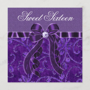 Lavendel Paarse Glitter Sweet Sixteen Birthday Kaart