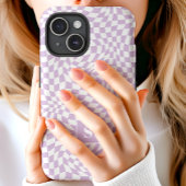 Lavendel Paarse Golfjes Geruite Monogram Case-Mate iPhone Case