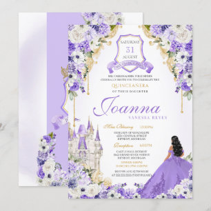 Lavendel Paarse & Gouden Koninklijke Prinses Quinc Kaart