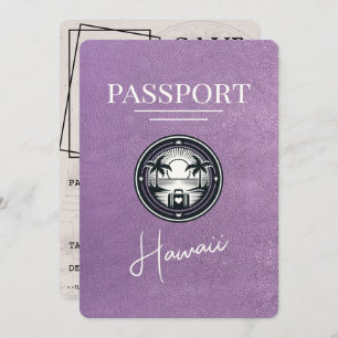 Lavendel Paarse Hawaii Passport Bewaar de datum Save The Date