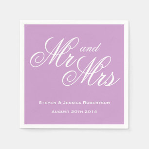 Lavendel paarse heer en mevrouw papier bruiloft se servet