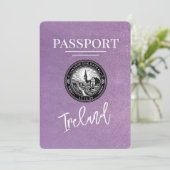Lavendel Paarse Ierland Paspoort Bewaar de datum Save The Date (Staand voorkant)