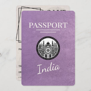 Lavendel Paarse India Paspoort Bewaar de datum Save The Date