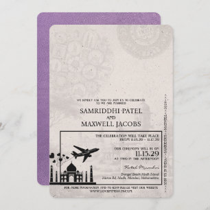 Lavendel Paarse Indië Paspoort Uitnodiging