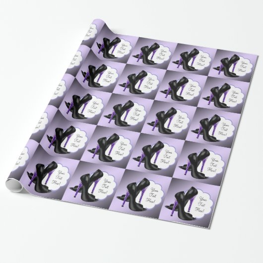 Lavendel Paarse Luipaard Hoge Hak Schoen Cadeaupap Cadeaupapier (Uitgerold)