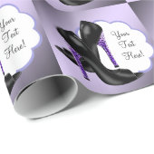 Lavendel Paarse Luipaard Hoge Hak Schoen Cadeaupap Cadeaupapier (Rol Hoek)