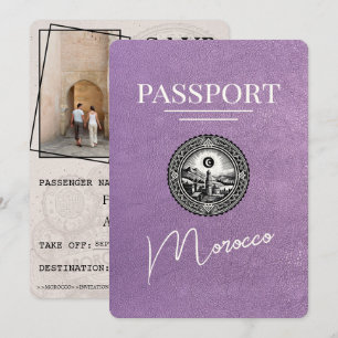 Lavendel Paarse Marokko Paspoort Bewaar de datum Save The Date