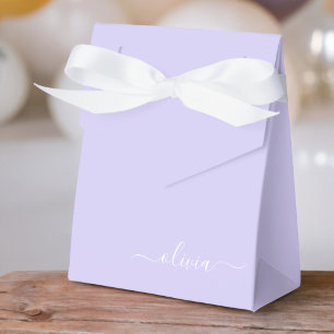 Lavendel Paarse Meisjesachtige Script Monogram Naa Bedankdoosjes