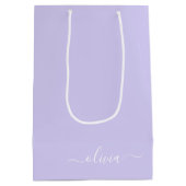 Lavendel Paarse Moderne Script Meisjesachtige Mono Medium Cadeauzakje (Achterkant)