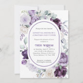 Lavendel Paarse pioenen Ovaal Border Wedding | Kaart (Voorkant)