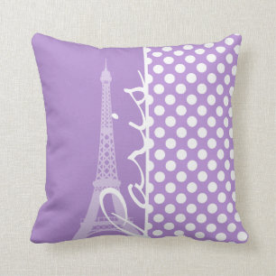 Lavendel Paarse Polka Dots; Parijs Kussen