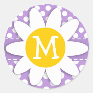 Lavendel Paarse polka stippen Ronde Sticker