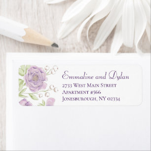 Lavendel Paarse Roos Huwelijk Retouradres Labels