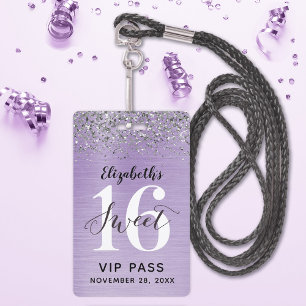 Lavendel Paarse Sweet 16 Verjaardag VIP Badge