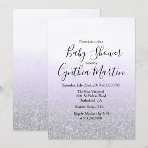 Lavendel Paarse Watercolor Baby Shower Uitnodiging