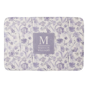Lavendel Paarse Waterverf Bloemen Bloem Patroon Badmat