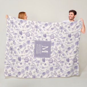 Lavendel Paarse Waterverf Bloemen Bloem Patroon Fleece Deken