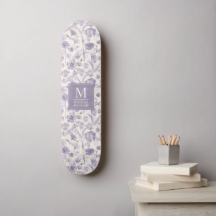 Lavendel Paarse Waterverf Bloemen Bloem Patroon Skateboard